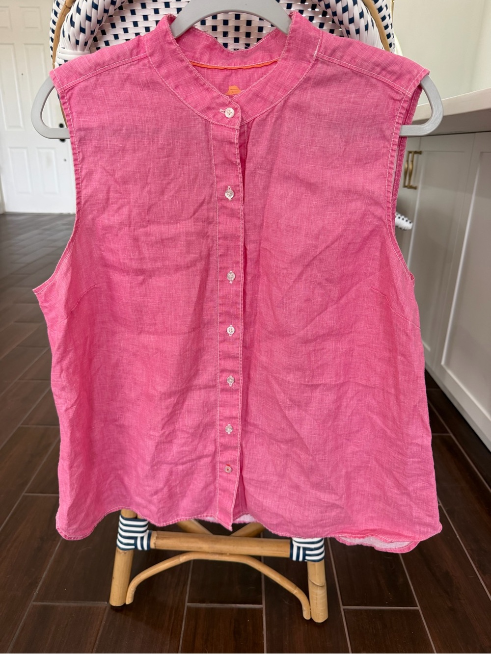 Tommy Bahama Coastalina Sleeveless 100% Linen Blouse Top Pink Size XL